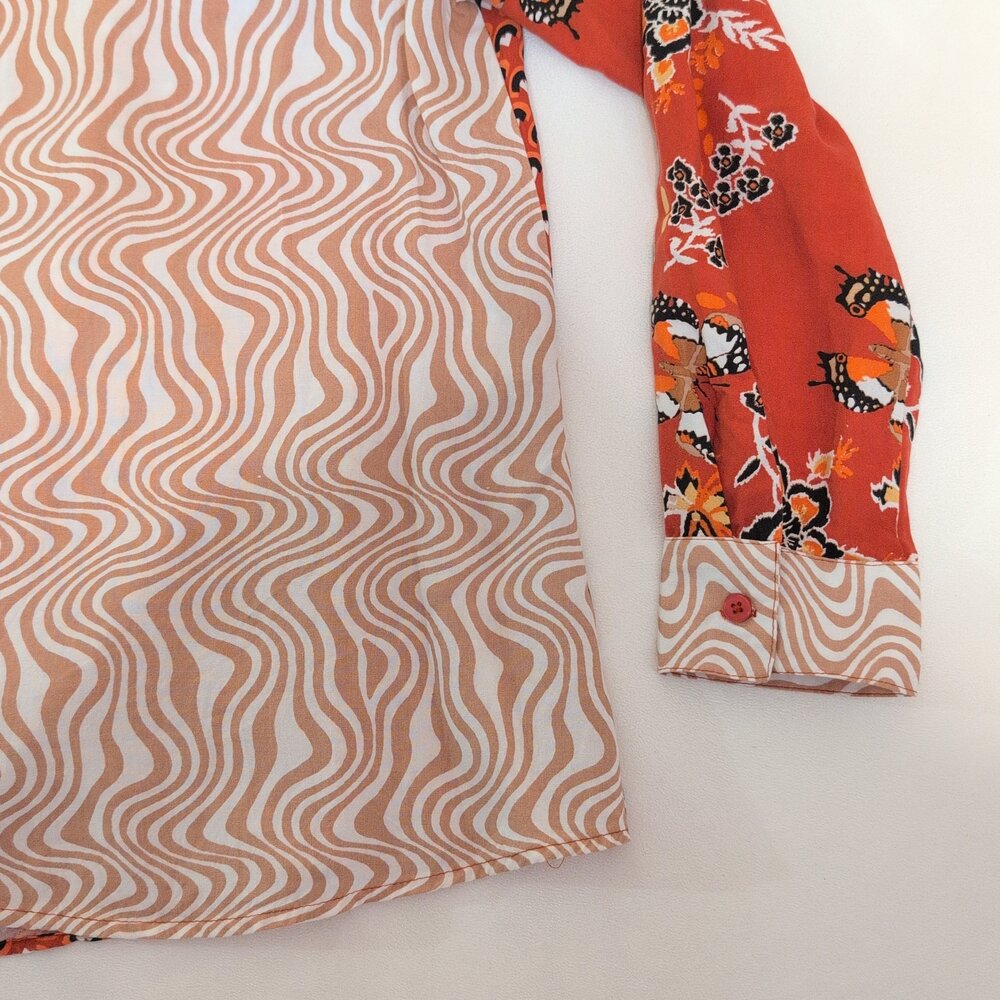 JW Style Orange Mixed-Print Button-Up Blouse  Size‎ S - Picture 6 of 10
